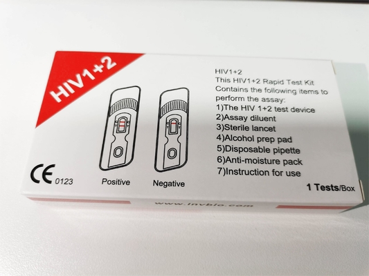 ขั้นตอนเดียว Oem บรรจุชุดทดสอบ Anti Hiv 1 และ 2 ความไวสูง