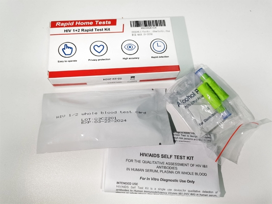 Type 1 Type 2 99.5% Specifications ชุดทดสอบ Hiv Rapid Test 25 ชิ้นต่อกล่อง