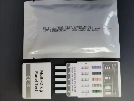 ผลลัพธ์ที่รวดเร็วสะดวก 10 แผงอุปกรณ์ทดสอบยา Dip Card อุปกรณ์วินิจฉัยทางการแพทย์