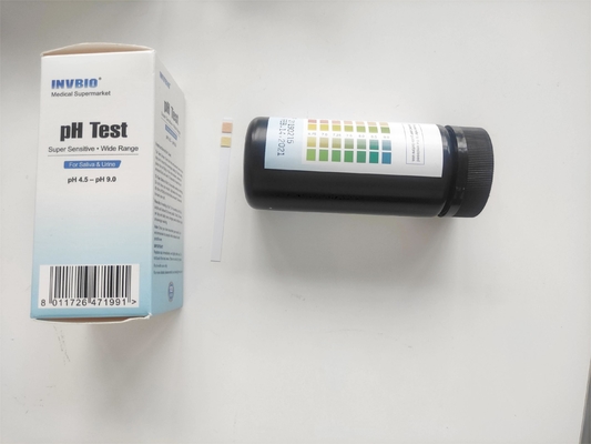 แถบบ่งชี้ค่า Ph ของปัสสาวะในน้ำลาย 4.5 – 9.0 100 สำหรับ Body Ph