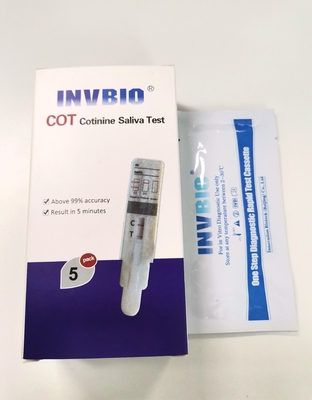 ชุดทดสอบน้ำลายนิโคติน / โคตินิน / ยาสูบแบบแผงเดี่ยว 20ng/ml ที่บ้าน