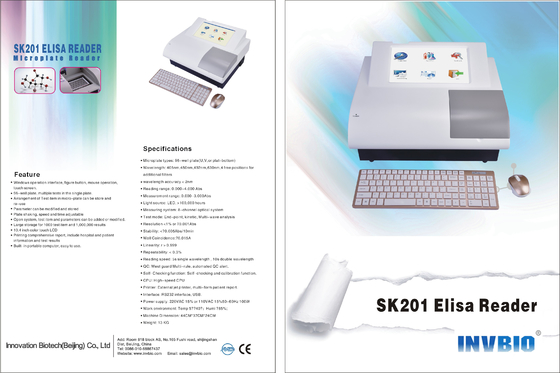 SK201 8 ช่อง Elisa Microplate Reader เครื่องวิเคราะห์เคมีทางคลินิก