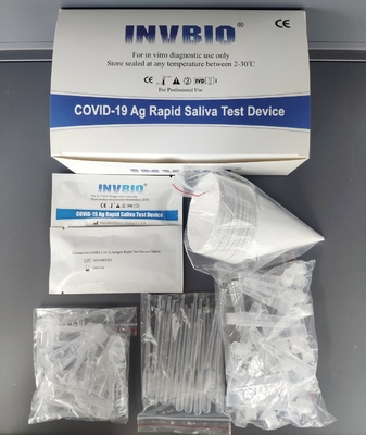 100% ความจำเพาะของ Covid 19 ชุดทดสอบอย่างรวดเร็ว การ์ดทดสอบน้ำลายน้ำลาย